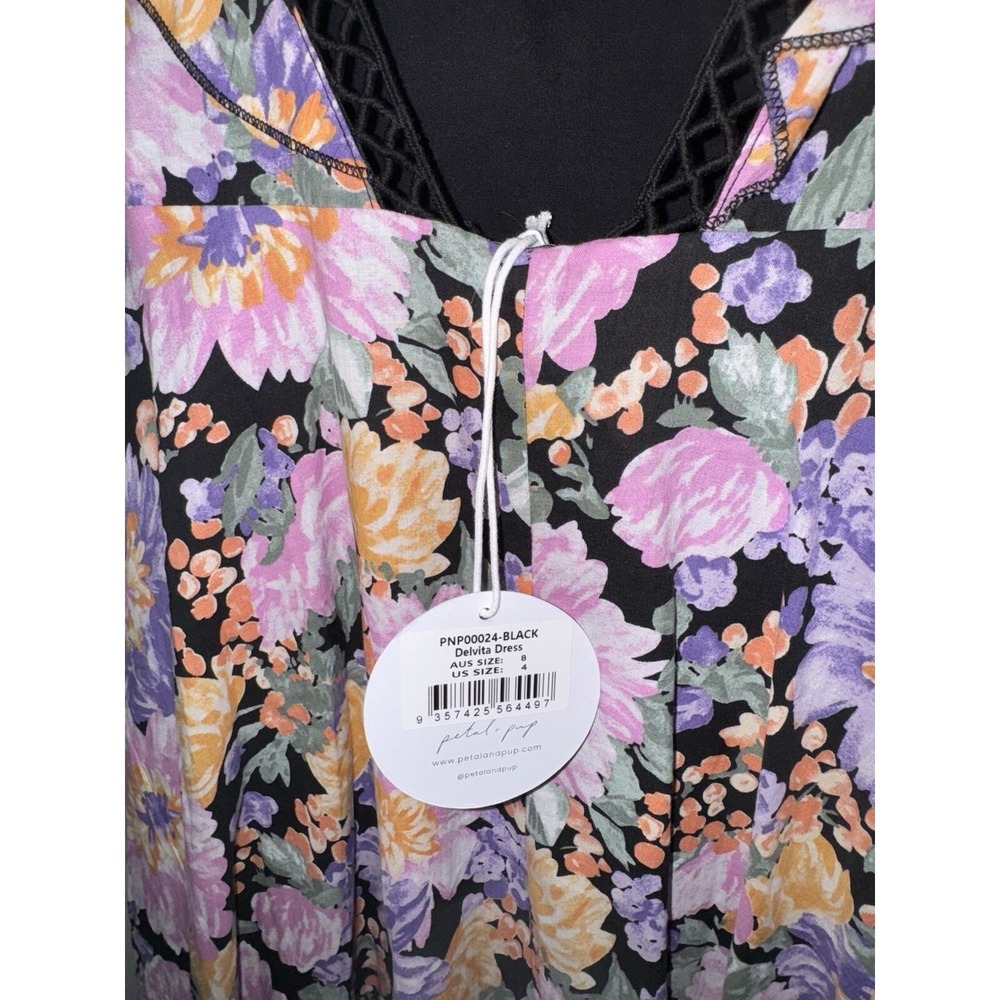 PETAL & PUP NwT Women's Delvita Dress Sz 4 Layered Maxi Lattice Lace Trim - Picture 8 of 13